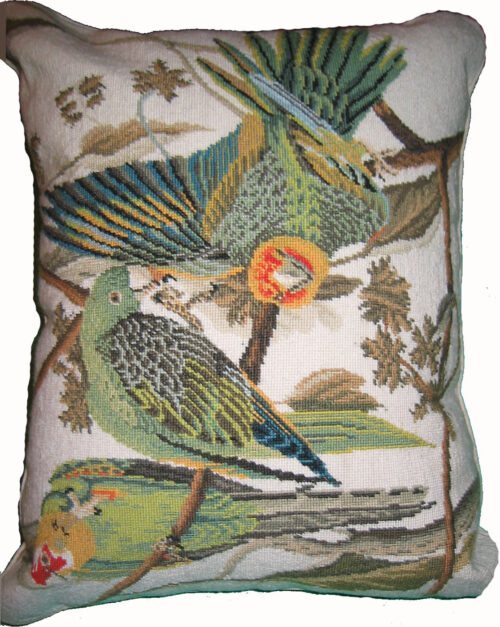 Three Parrots Needlepoint Pillow