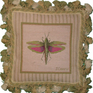 Winged Grasshopper Needlepoint Pillow