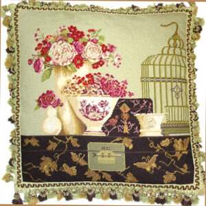 floral needlepoint pillow