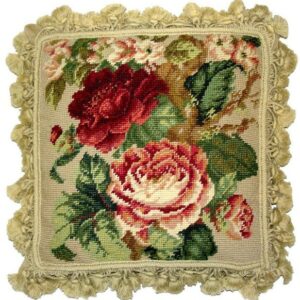 floral needlepoint pillow