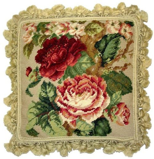 floral needlepoint pillow