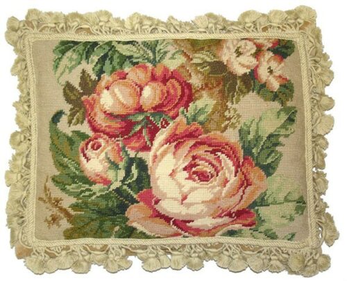 floral needlepoint pillow