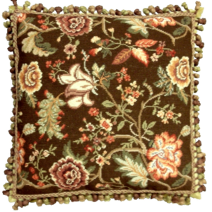 floral needlepoint pillow