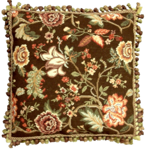 floral needlepoint pillow