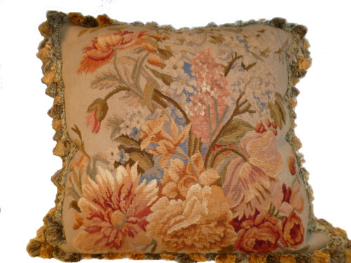 floral needlepoint pillow