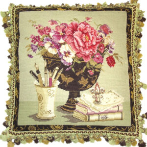 floral needlepoint pillow