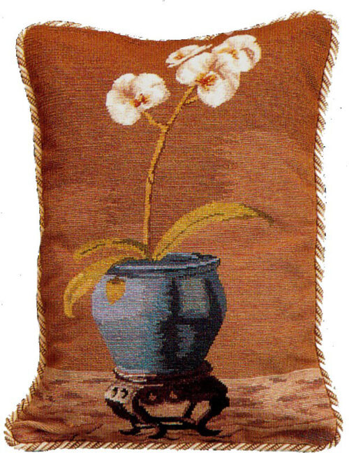 floral needlepoint pillow