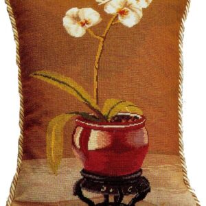 floral needlepoint pillow