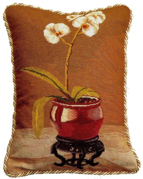 floral needlepoint pillow