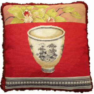 floral needlepoint pillow