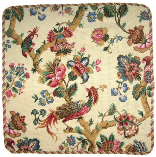 floral needlepoint pillow