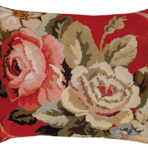 floral needlepoint pillow