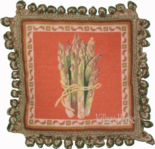 Asparagus needlepoint pillow