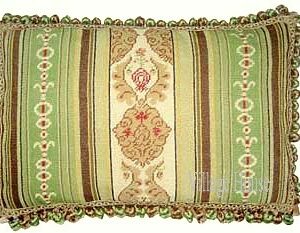 Apple Green and Brown Needlepoint Pillow III