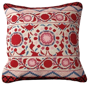 Pair of Gorgeous Red & Gold w White Florals in Urn Needlepoint Pillows –  Lillian Grey