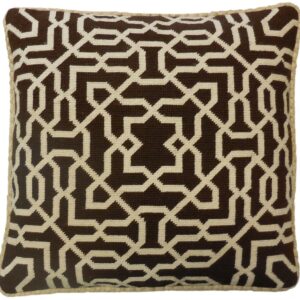 Brown Geometric Needlepoint Pillow