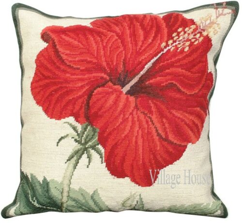 floral needlepoint pillow