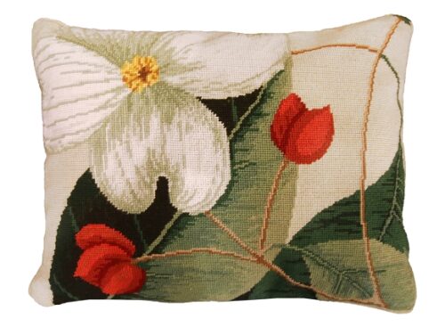 floral needlepoint pillow