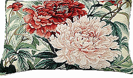 Double Peonies Needlepoint Pillow