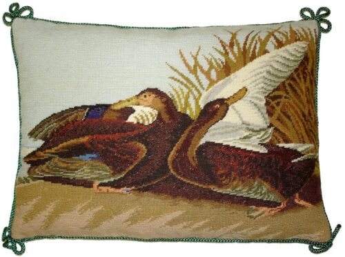 Ducks Cleaning Needlepoint Pillow