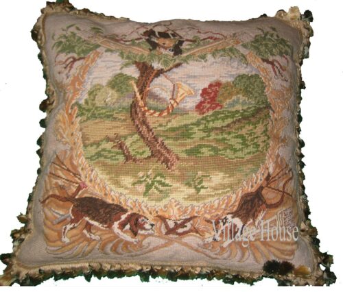 English Hunt Needlepoint Pillow