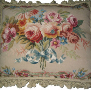 floral needlepoint pillow