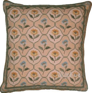 floral needlepoint pillow