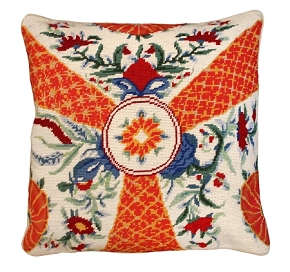 floral needlepoint pillow