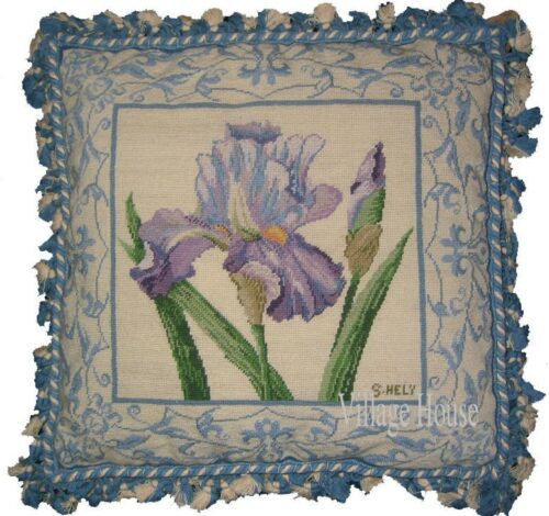 Iris Needlepoint Pillow