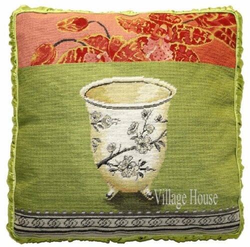 floral needlepoint pillow