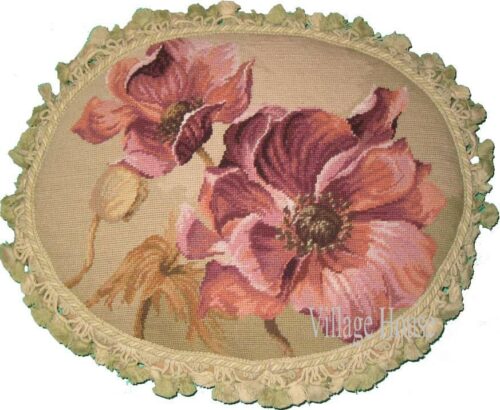 floral needlepoint pillow