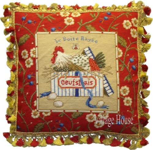 French country Needlepoint Pillow