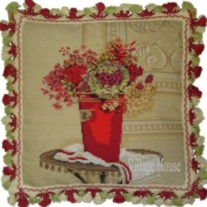 floral needlepoint pillow