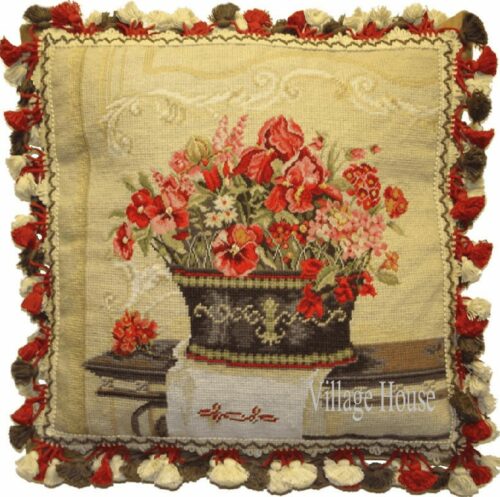 floral needlepoint pillow