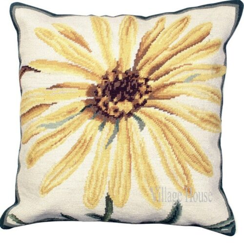 floral needlepoint pillow