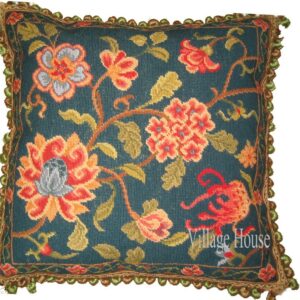 floral needlepoint pillow