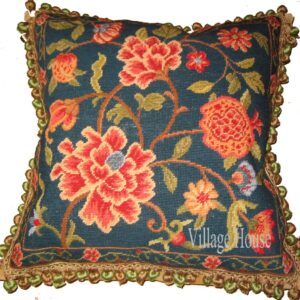 floral needlepoint pillow