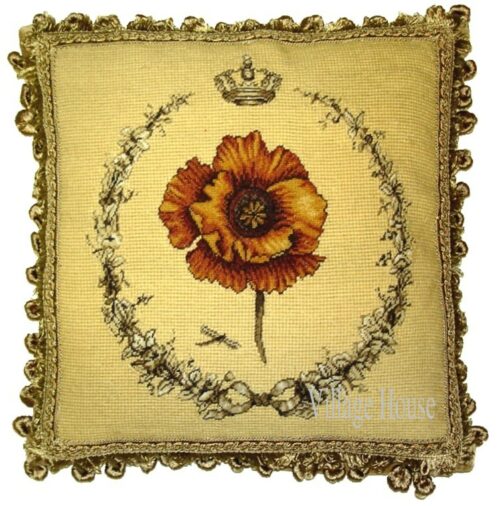 floral needlepoint pillow