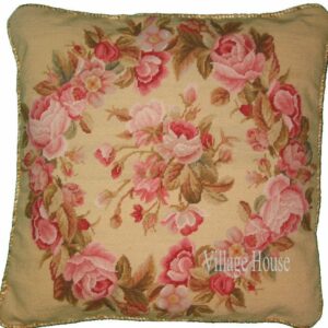 Roses needlepoint pillow