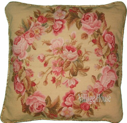 Roses needlepoint pillow