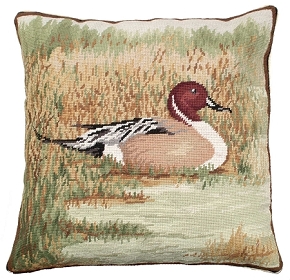 Pintail in Field Needlepoint Pillow
