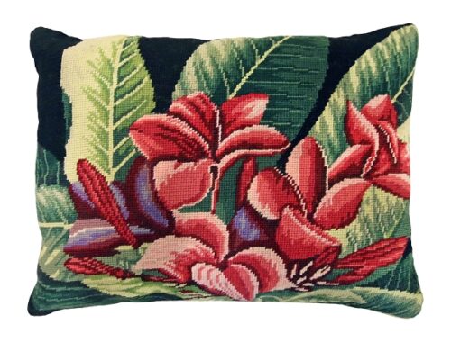 floral needlepoint pillow