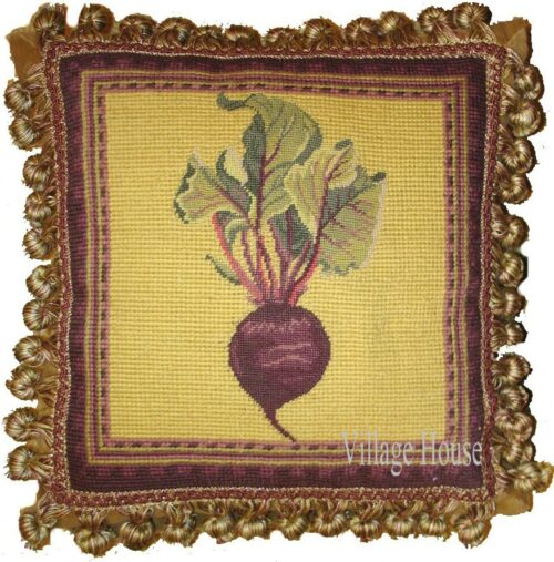 turnip needlepoint pillow