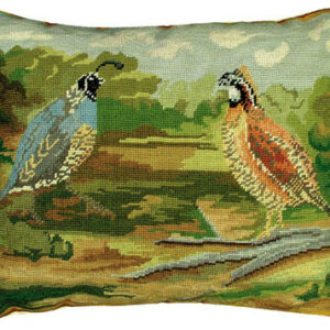 Quails in the Woods Needlepoint Pillow