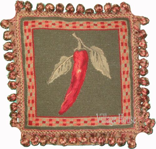 vegetable needlepoint pillow