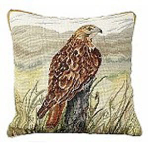 Red Tail Hawk Needlepoint Pillow