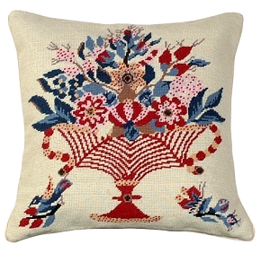 floral needlepoint pillow