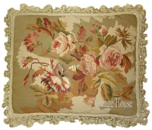 floral needlepoint pillow