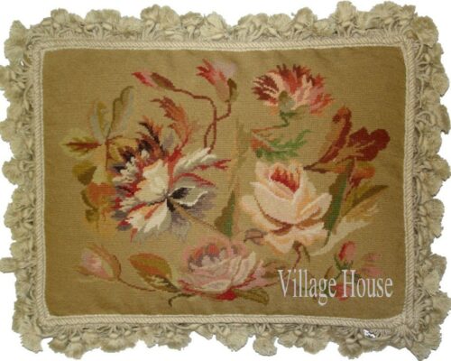 floral needlepoint pillow