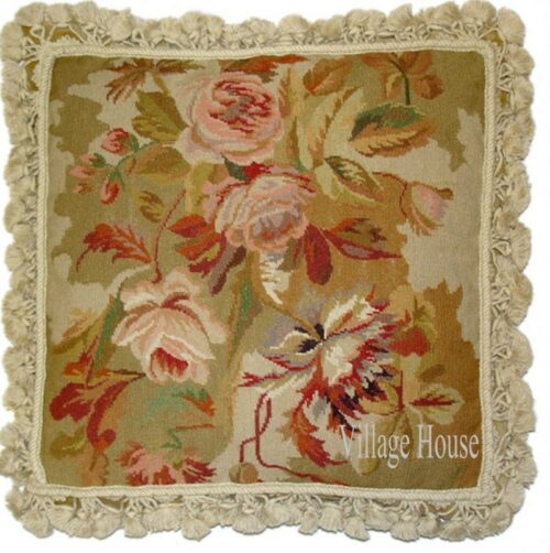 floral needlepoint pillow